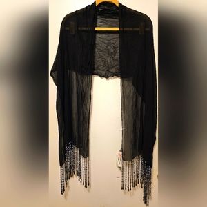 Black Sheer Beaded Shawl